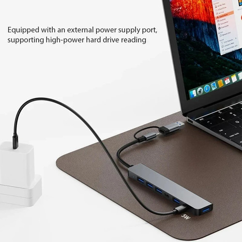 USB Hub Splitter 8‑in‑2 USB 3.0 & Type‑C to TF/PD +3.5mm Audio for PC/Mac/Switch - 第 7/10 張圖片