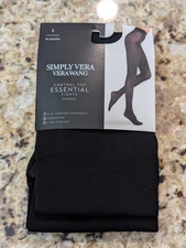 Simply Vera Verawang Women's Control Top Essential Tights 90D Black size 2