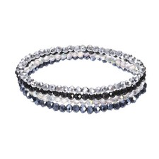 Bohemian Stackable Bead Bracelets 4mm Crystal Beads Bracelet, Black