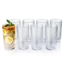 22oz Clear Acrylic Glasses Drinkware Set of 8, Honeycomb Stackable Free Shipping