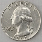 1964-P Washington Quarter circulated, ungraded condition - 90% - Business Strike