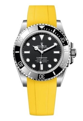 20mm YELLOW Caoutchouc rubber Strap 40mm ROLEX Submariner Deployment Glidelock