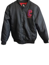 Converse C Chenille Youth Boys XL Bomber Jacket Black Full Zip Skate Streetwear