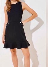 NWT Ann Taylor Loft Size Small Navy Peplum Sheath Flare Dress Thigh Length