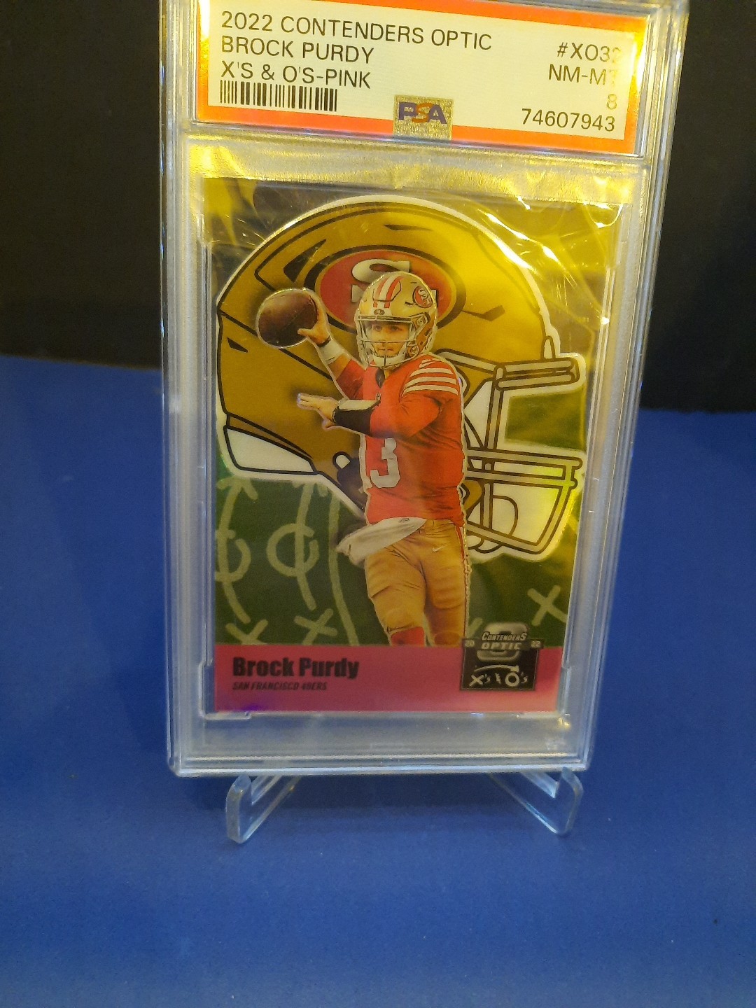 2022 Brock Purdy Contenders Optic X's N O's /75 Pink Rated Rookie Card view 7