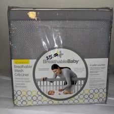 Crib Liner Gray Brand NEW Sealed Unused Fits Most Cribs Baby Breathable Mesh