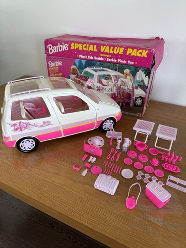 Mattel Barbie 1995 Mini Van Vintage With Picnic Set In Original Box