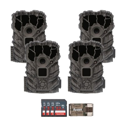Stealth Cam Browtine 14MP Trail Camera 32GB Card Card Reader Hunting (4-Pack)