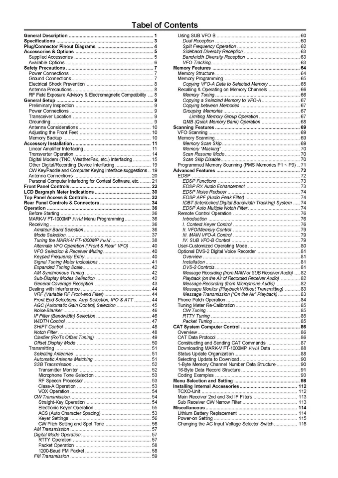 Yaesu FT-1000MP Mark V Field Instruction Manual Operator Guide Coil Bound - Image 2 of 4