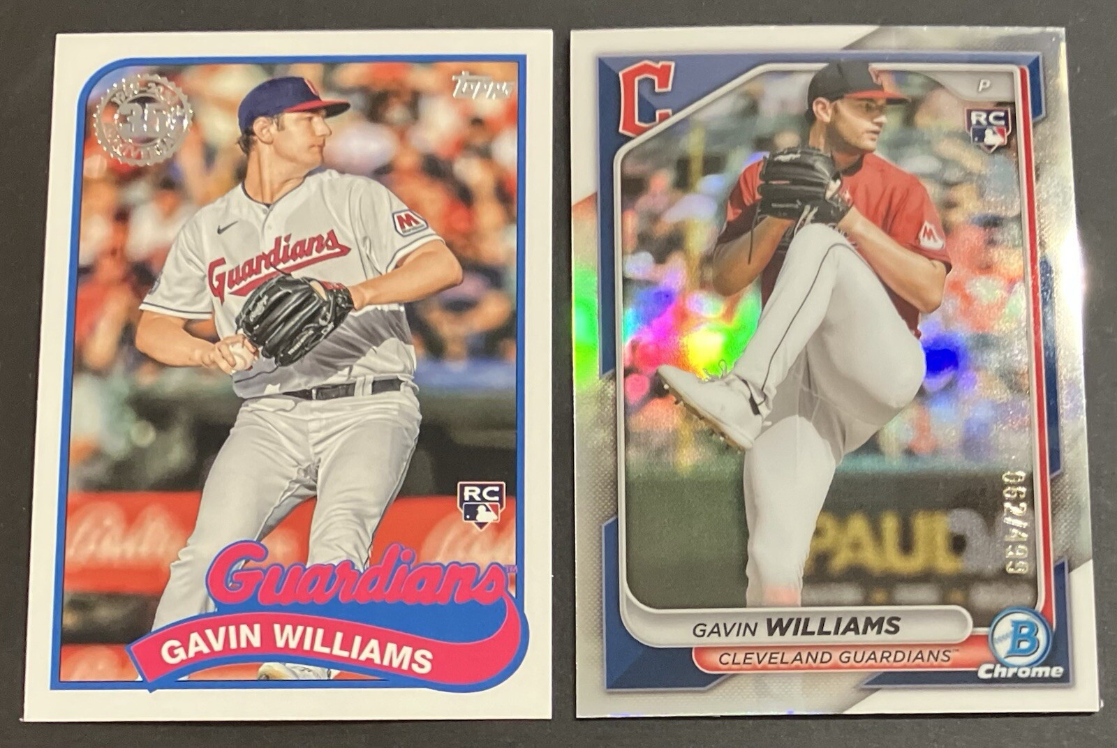 2024 Bowman Chrome Gavin Williams (RC) #77 Refractor /499 + Topps 35th RC
