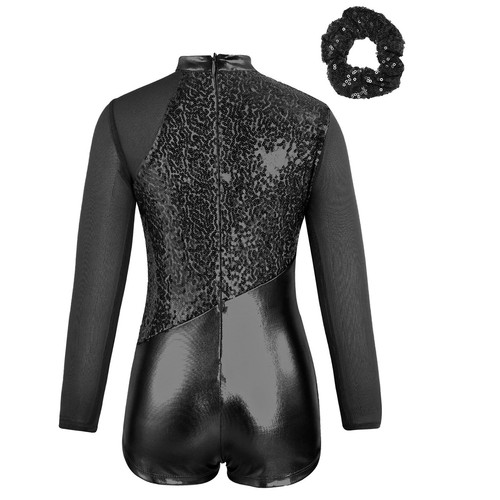 Kids Girls Dancewear Dance Sets Metallic Outfit Gymnastics Leotard Zipper Back - Picture 26 of 53