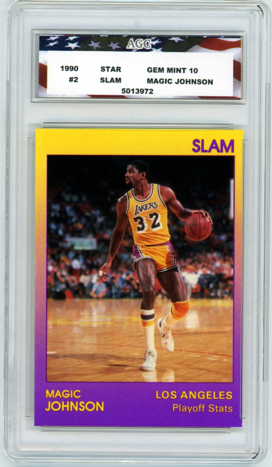 1990 Star Slam Magic Johnson AGC 10 Gem Mint LA Lakers Rare 1500 Card