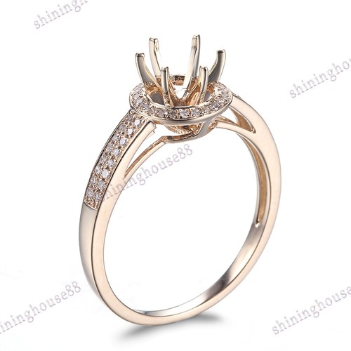 Engagement Wedding Ring Diamonds 14k Yellow Gold Round Cut 5.75-6.5mm Semi Mount - Picture 8 of 8