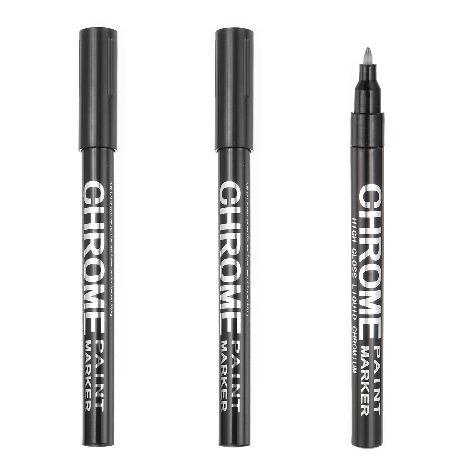 3Pcs 0.7mm Fine Tip Silver Chrome Markers for Metallic Details-image