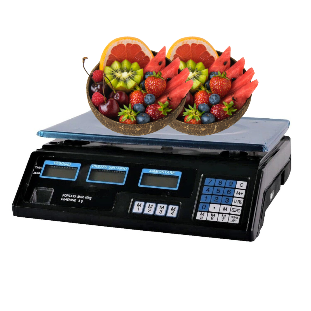 Bilancia Elettronica Digitale Professionale - Max 40 Kg, Piatto Acciaio Inox, Precisione 2g, Con Memorie Prezzi - Foto 3