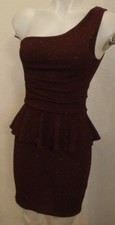 WINDSOR Burgundy Sparkly Size 5 women's dress BODYCON One Sleeve NWT