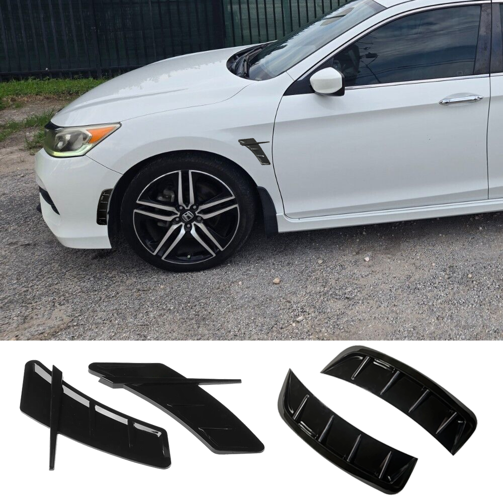 4Pcs Glossy Black Side Fender Air Vents  Wing Cover Trim Accessories Universal