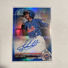 Luis Carpio 2017 Bowman Chrome Blue 1st Rookie Auto Card /150 Mets. rookie card picture