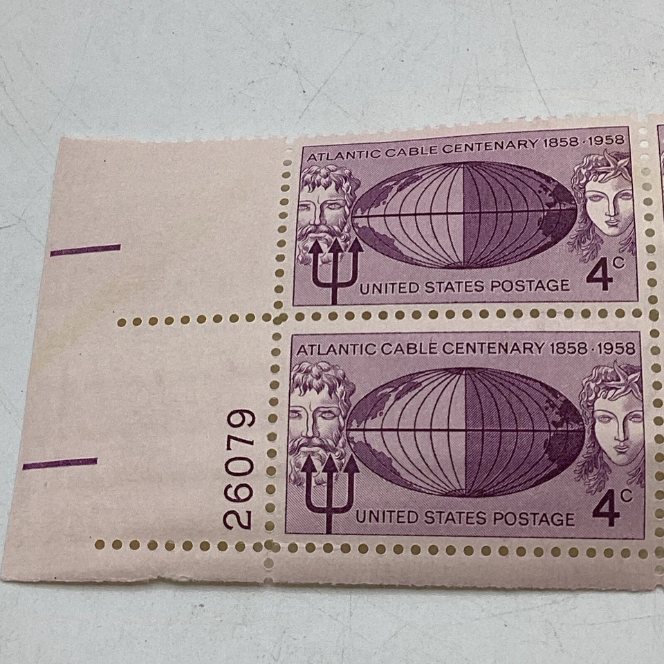 US Scott #1112, Plate Block #26079 1958 Atlantic Cable 4c FVF MNH Lower Right - Image 3 of 4
