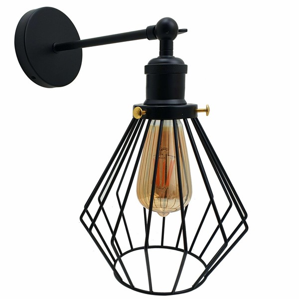 Retro Wandlampe KäFiglicht Lichtbeschlag Wandleuchte E27 Metall KäFig-image