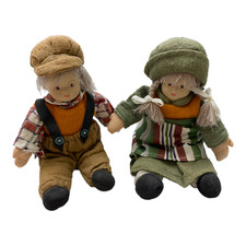 VINTAGE Kein Spielzeug Dekoartikel Lot of 2 German Boy and Girl Dolls 9.5"