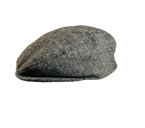 Upcycled Vintage Wool Gray Plaid Newsboy Cap Paperboy Hat Cabbie Hat Upcycled Wool Gray Black Pinstripe Newsboy Paper Boy Cabbie  main image 2