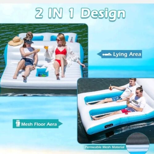 Goplus Inflatable Floating Island Giant 4-6 Person Lake Floats Lounge Raft...