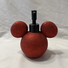 Soap Dispenser Red Glitter Resin Pump Disney Mickey Minnie Mouse - Brand New