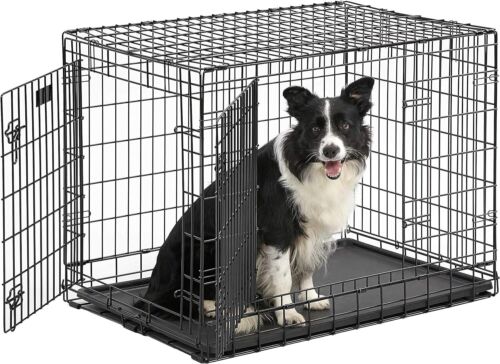 MidWest Ultima Pro Double Door Pet Dog Crate  Folding Metal Black - Picture 1 of 4