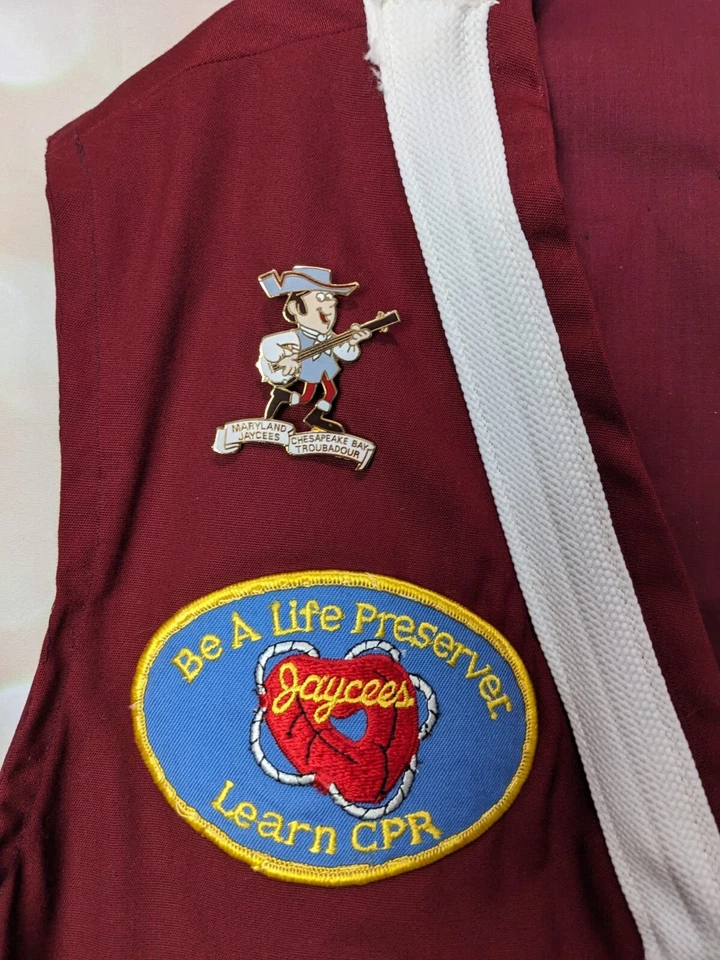 Taneytown Jaycees “Mike” Vest & Windbreaker Jacket with Buttons Pins & Patches L - Image 3 of 4