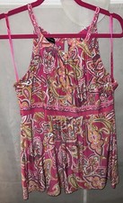 I. N. C. International Concepts pink paisley print halter top Size Large gems