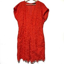 Banana Republic 14 Tall Floral Lace Pleated Short Sleeve V-Neck Sheath Dress