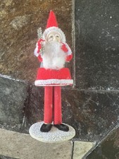Vintage Celluloid Faced Santa With Cotton Beard Cardboard