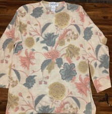 Vintage GABRIELLA T Italy Linen Blend Women Sweater Sz Small Floral Multi