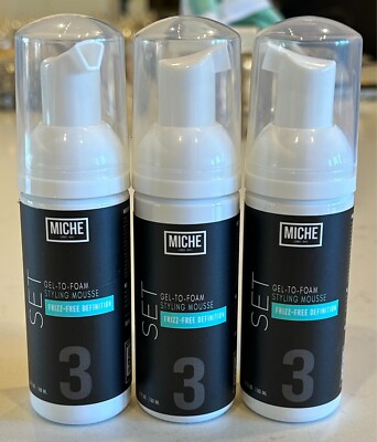 3X Miche SET Gel to Foam Styling Mousse Set Curl Defining 2 oz/60mL Each