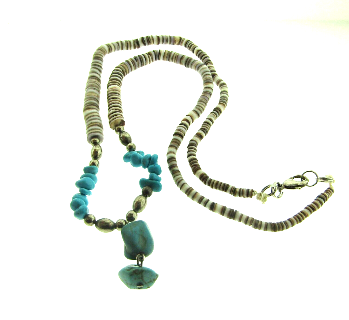 Southwestern Turquoise and Heishi Shell Necklace 3-6mm 23 inch