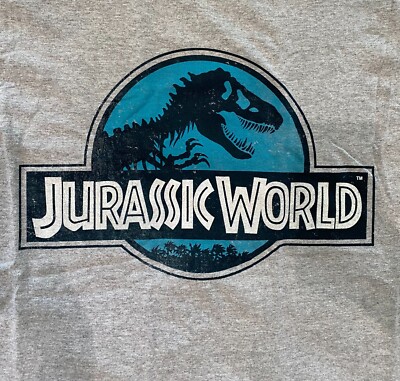 New Jurassic World Grey and Blue T-Shirt Large Lg Best Buy Men's