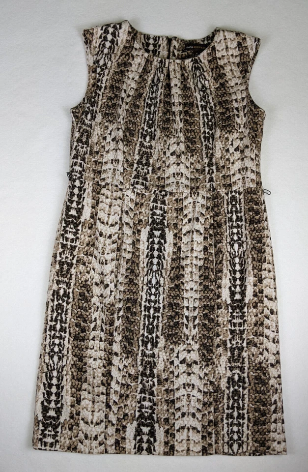 Vestido para mujer Dana Buchman talla 14 beige estampado funda tejido elástico Foto 2 de 4
