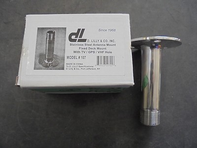NEW IN BOX  D.Lilly #107 Stainless Steel Antenna Mount 4 3/4 tall std threads