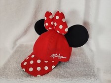 Minnie Mouse Hat Cap Snapback Disney Red Mouse Ears Bow Youth Sz Adjustable NWT
