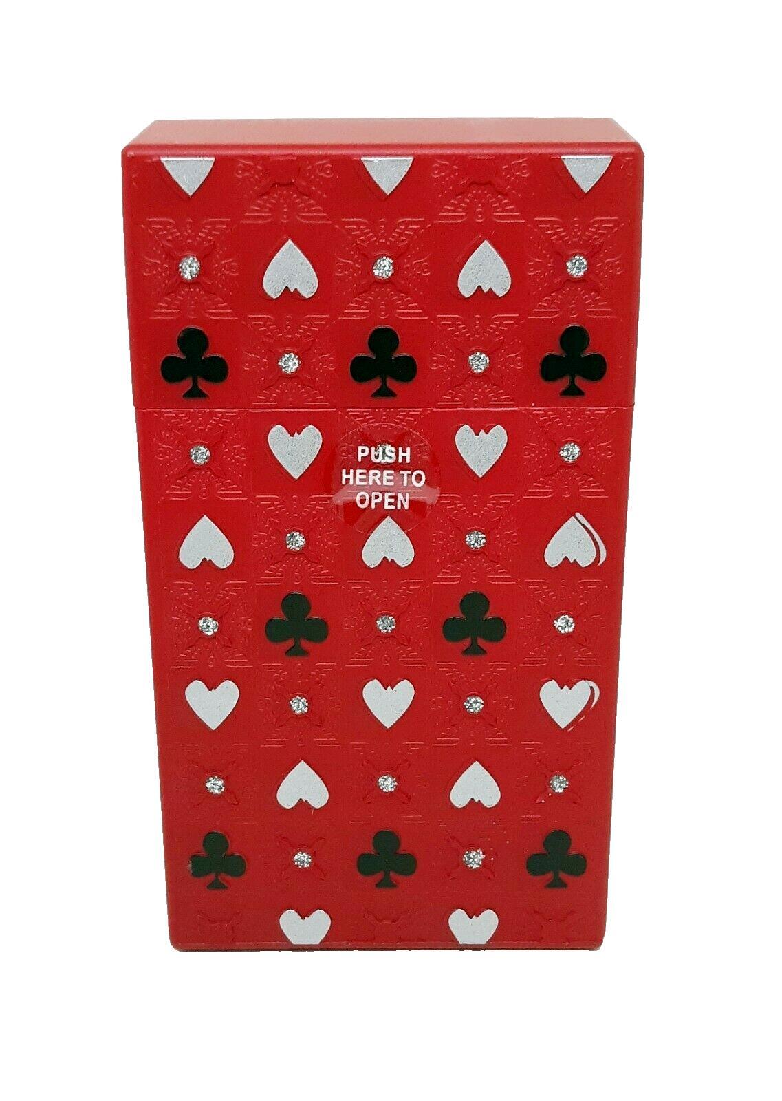 Fujima Red Hearts And Clubs 100s Size Push-N-Open Cigarette Case