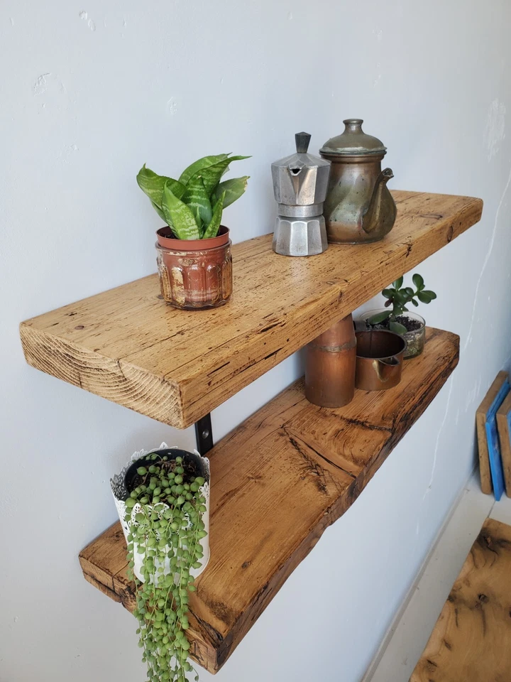 Coppia di Mensole in Legno Massello di Recupero - Lunghezza Personalizzabile - Image 4 of 4