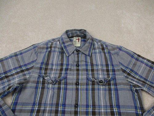 Relwen Shirt Mens Medium Gray Blue Button Up Long Sleeve Flannel Outdoors Adult* - Picture 3 of 12