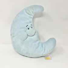 1999 Baby Ganz Blue Jumbo MOON 10" Rattle Plush Stuffed