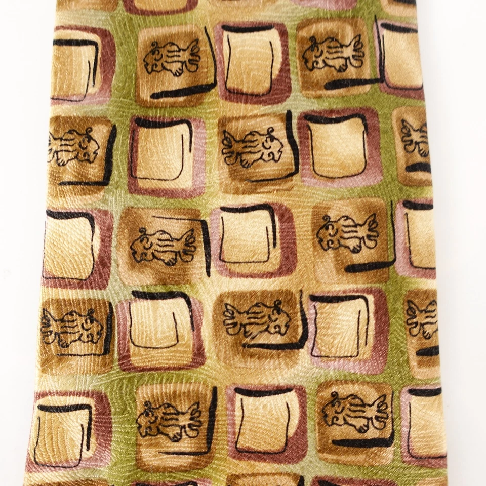 Corbata Jerry Garcia para Hombre Marrón Seda Abstracta Extra Larga Edición Limitada Ancha Foto 4 de 4