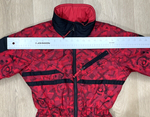 Obermeyer Kids Size 7 ReversibleSnowsuit Ski Suit Black & Red Belted Vintage - Picture 7 of 24