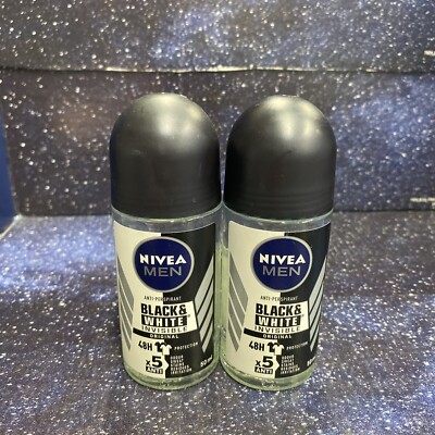 2 X Nivea Men Black and White Deodorant - 48 H Protection 50ml Original