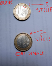   1 euro Italia  anno 2002 rarissima   con  errore di conio solo 5 stelle 