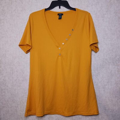 Rue 21 Plus Shirt Womens Size 2XL Yellow Short Sleeve Great Condition Blouse XXL