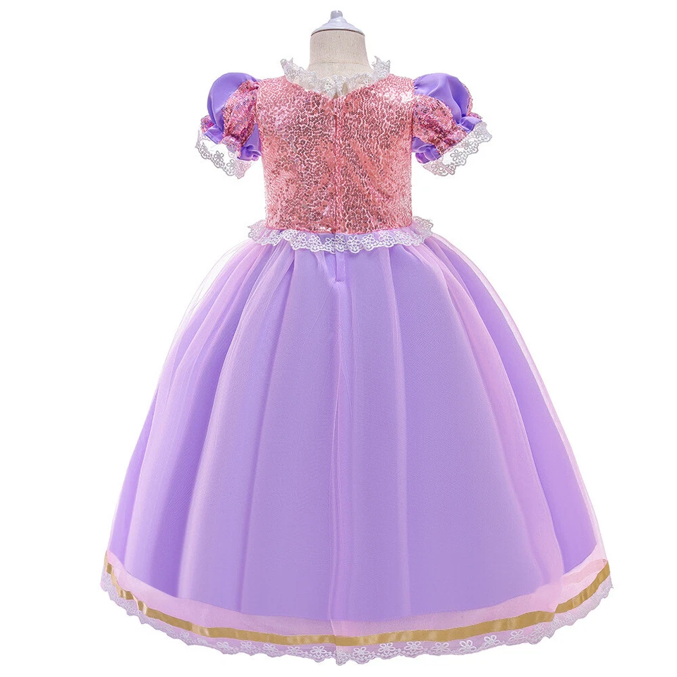 Vestidos Rapunzel 2-12 años para niños bebés niños pequeños fiesta de cumpleaños princesa disfraces Foto 3 de 4